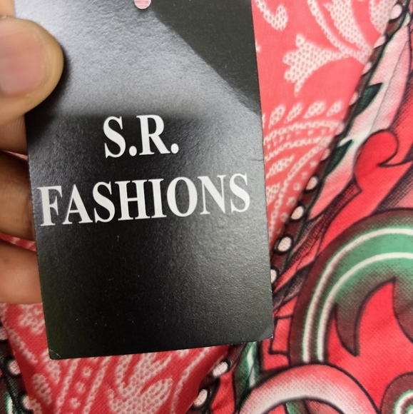 Indian Boho Paisley Kaftan Flowy Dress One Size Women Red Black Art To Wear New - Picture 5 of 13